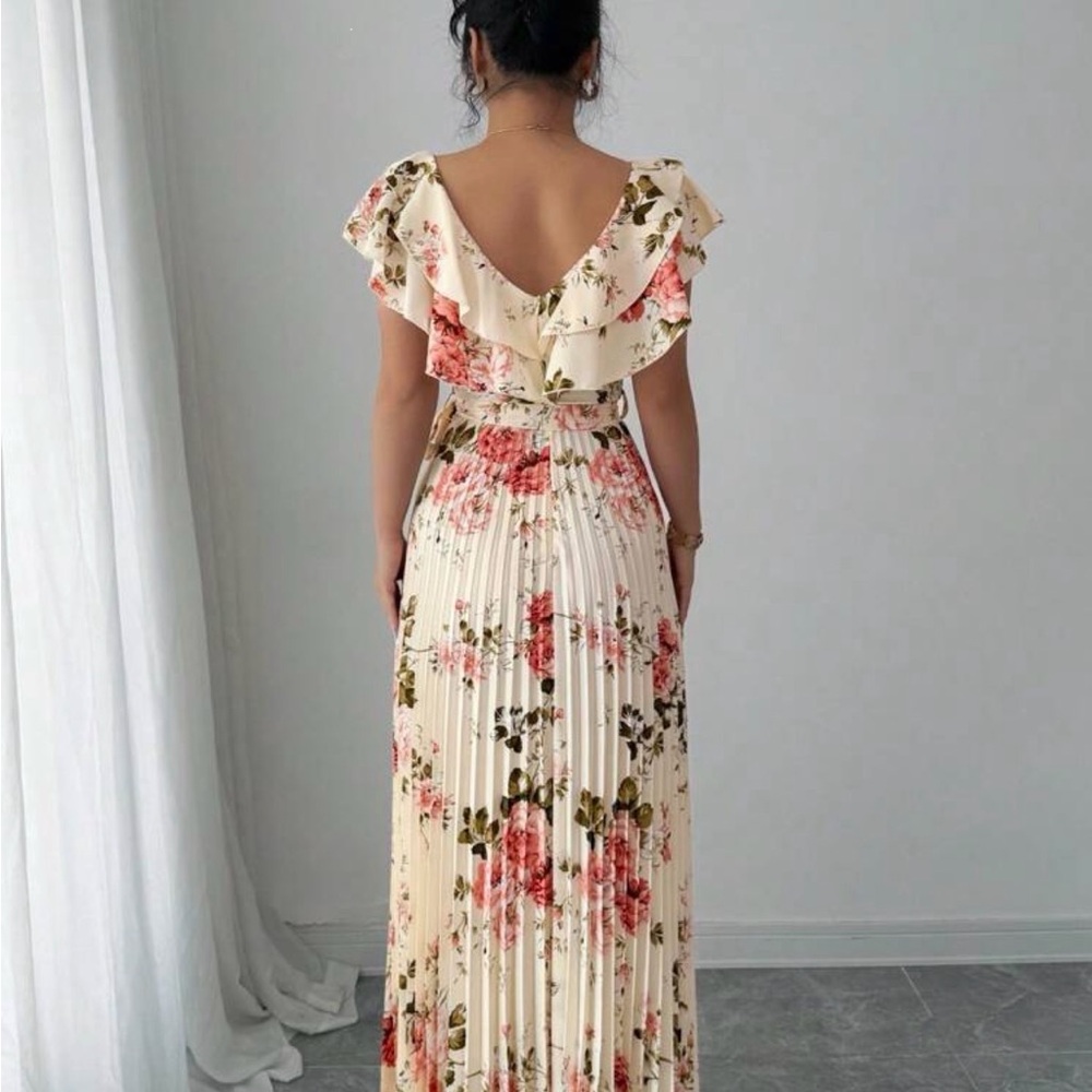 SHEIN Cream Dress with Pink Floral Print - Picture 2 of 7